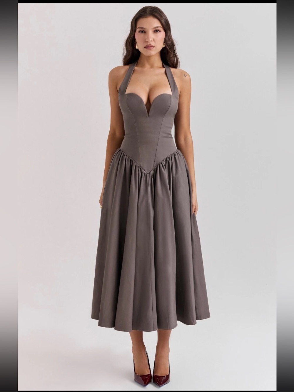 HOUSE OF CB 'Coquette' Smoke Halter Midi Dress /Size M-US(P)